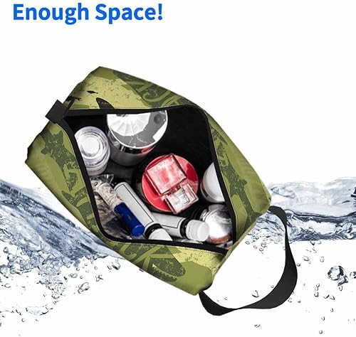 Miniatura 6 de Bolsa de maquillaje Bolsa de cosméticos de viaje, bolsa de maquillaje portátil versátil con cremallera para mujeres, Tiburón de camuflaje.