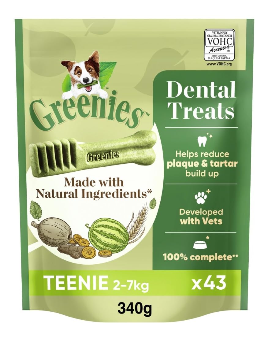 Greenies Dental Treats Original Teenie – Zahnpflegesnacks für sehr kleine Hunde von 2-7 kg – Hundeleckerli zur täglichen Zahnreinigung – 1 x 340 g