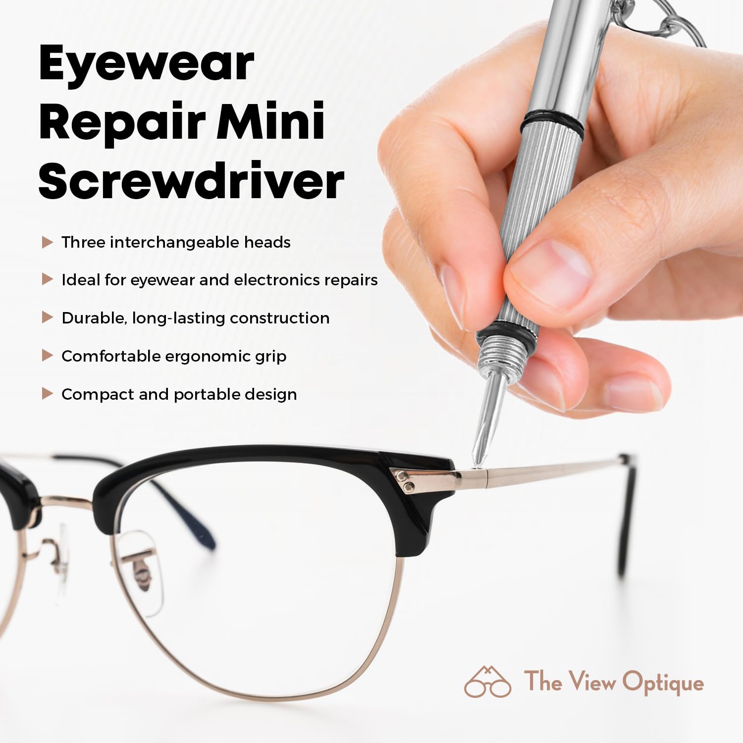 Kit de limpieza y reparación de lentes antirreflectantes: spray limpiador de gafas de 11.3 g, paño de microfibra y destornillador de llavero en una funda de vinilo para gafas, gafas