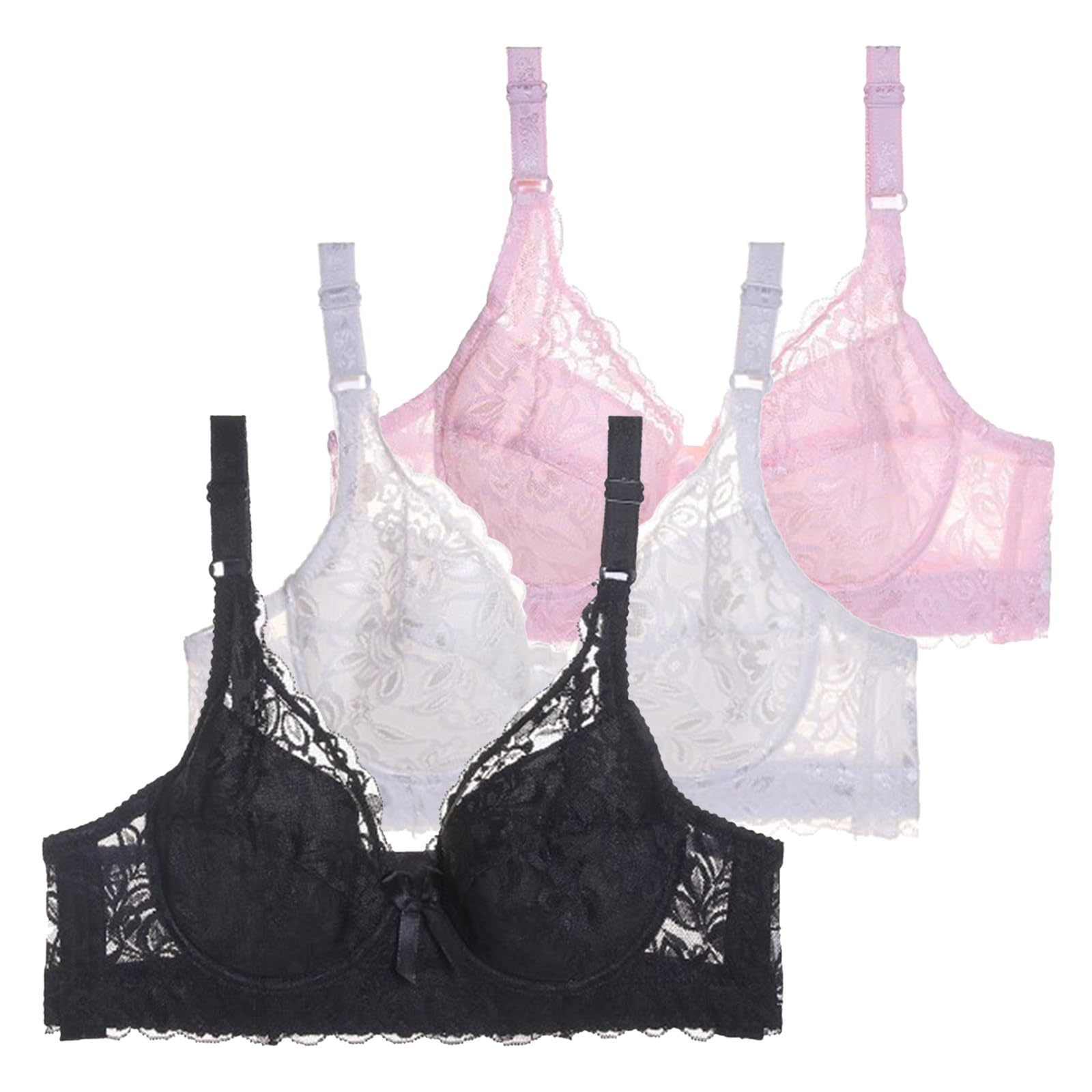 Generisch 2025 BH Damen Push Up Soft Bequeme Bra BHS 3er-Pack Damen-BHS mit bügel Push-up-BH-Set Bustier-Sport-BH Trainings-BH (95D)