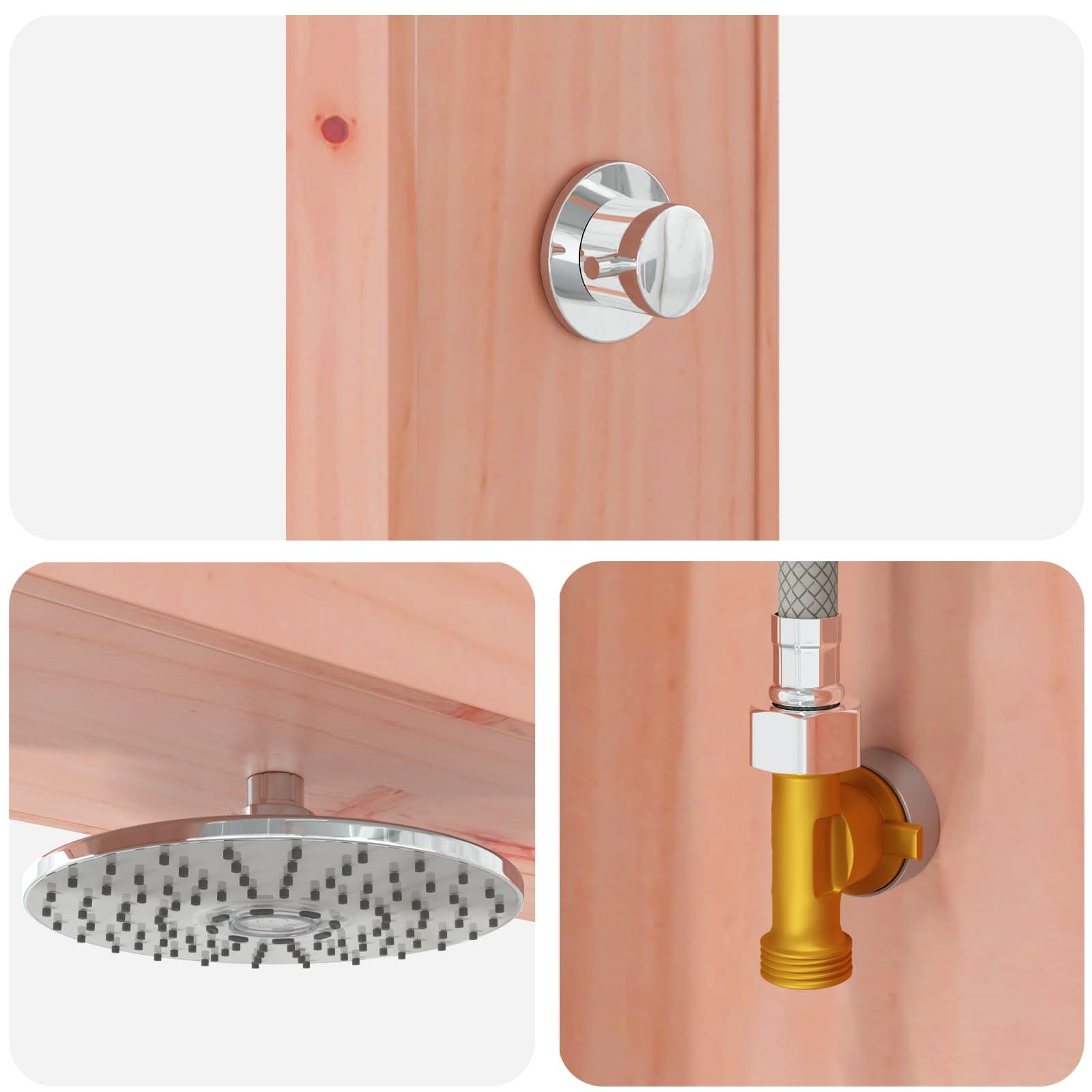 Festnight Gartendusche Holz 137x23x226 cm Aussendusche Outdoor Dusche Garten Außendusche Pool Outdoordusche Pooldusche