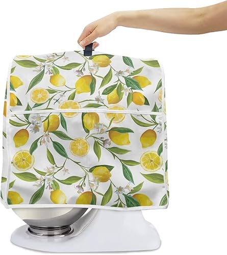 Miniatura 2 de HUISEFOR Funda para batidora de pie compatible con mezclador de ayuda de cocina, lindo estampado de limón, fundas a prueba de polvo con bolsillos