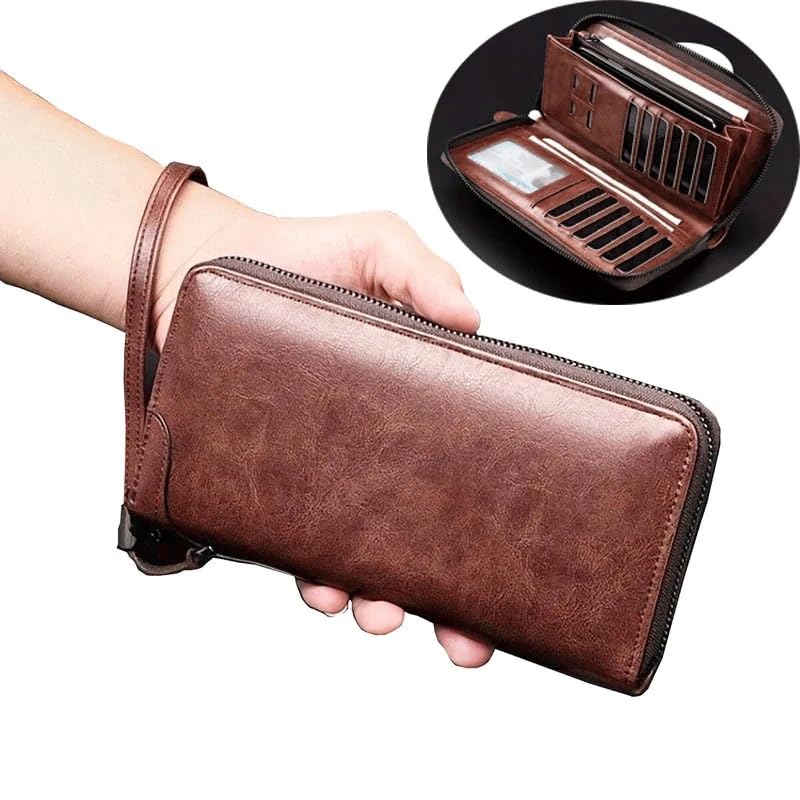 Men's Long Zipper Wallet Pu Leather RFID Wallet for Men Business Clutch Bag Credit Card Holder Purse Man4