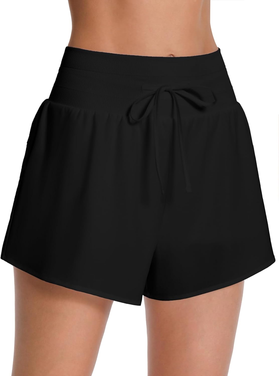 ATTRACO 3" High Waisted Swim Shorts Women Board Shorts for Swimming Beach Bathing Suit Bottoms with Liner