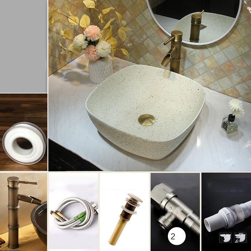 Lavabo de baño sobre encimera cerámico redondo para aseos modernos 5