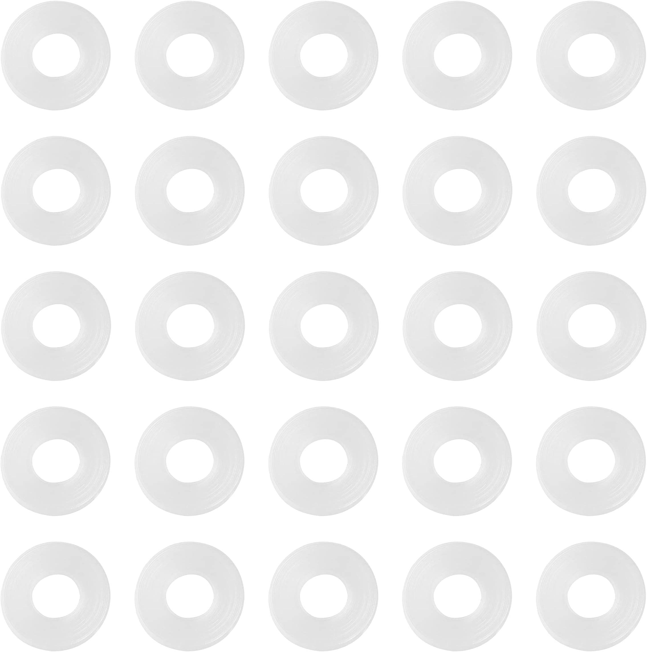 1/4" ID x 1/2" OD White Flat Washer, 1mm Thickness Replacement Vinyl Washer Gasket, Pack of 25