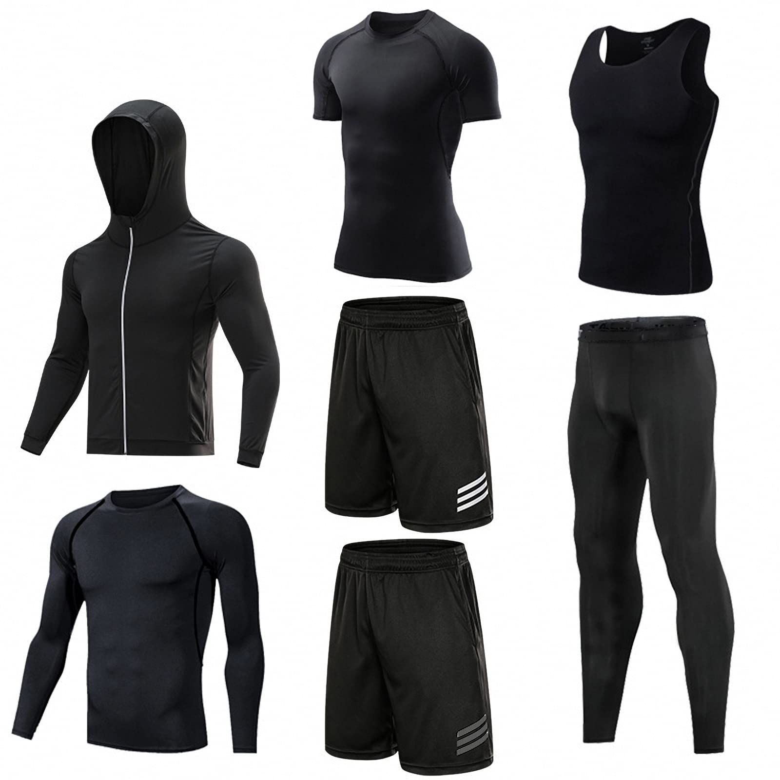 7-częściowy męski zestaw odzieży fitness, szybkoschnące legginsy na siłownię, outdoorowa warstwa bazowa odzież sportowa, styl 5, XXL