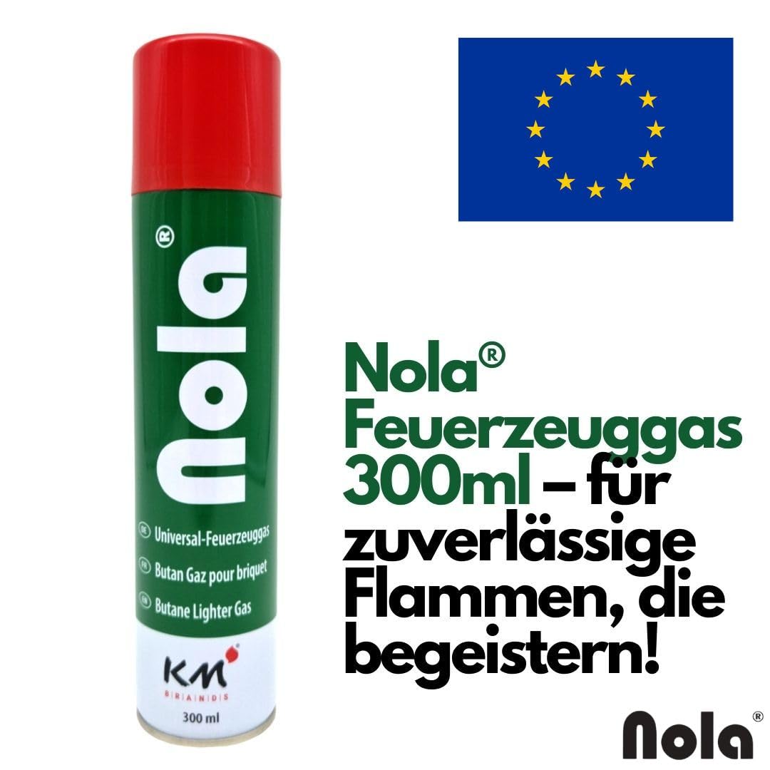 NOLAGas universale per accendini e bruciatori a flambeer, butano da ricaricare, alta qualità, ideale per tutti i modelli di accendini 703, 12 x 300 ml (12)