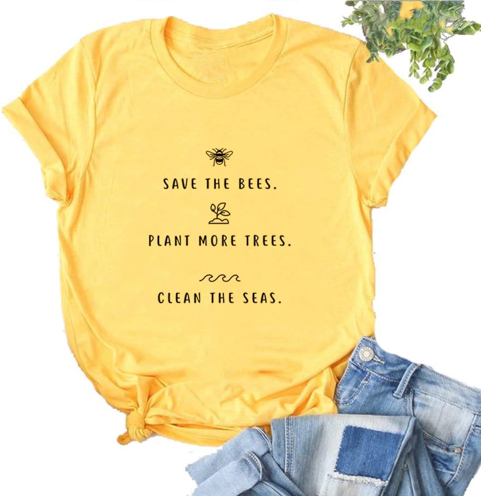 YourTops Women Save The Bees Plant More Trees Clean The Seas T-Shirt & Blouse