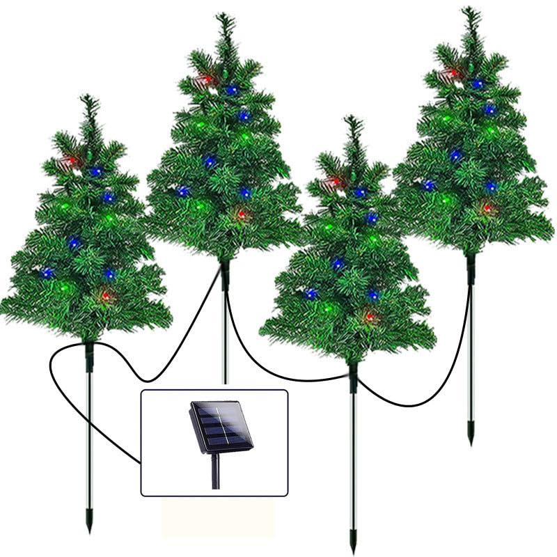 4 Set Solar Christmas Tree Multicolor 120 LED Light Outdoor Christmas Light - image 2
