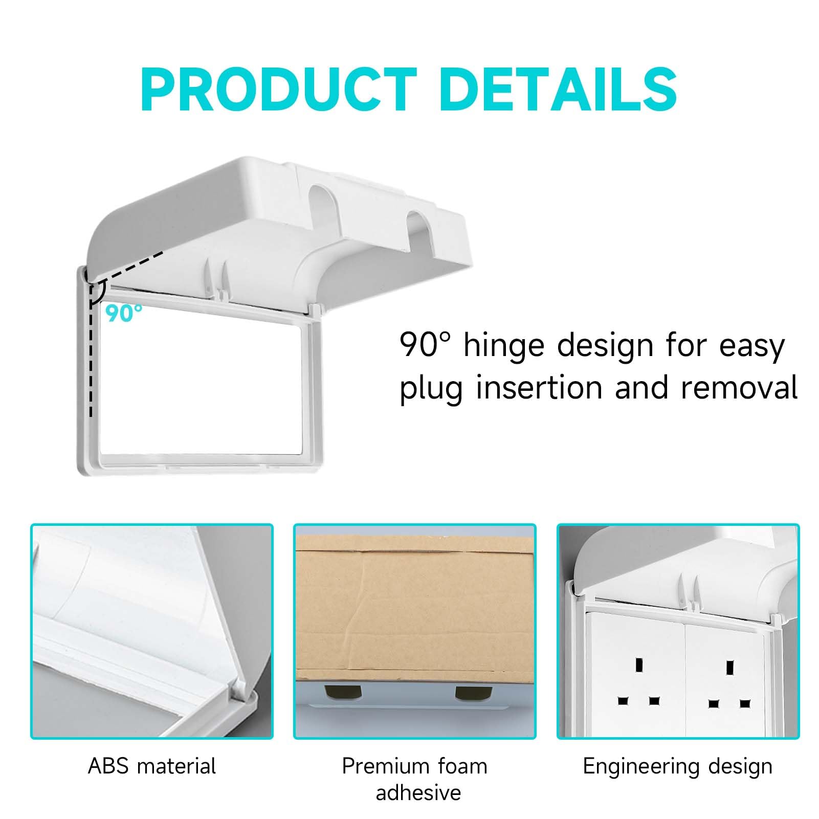2 Pcs Socket Protector Cover Double Socket Cover Waterproof Socket Cover Box Plug Socket Covers UK Electrical Outlet Protector Safety Durable Suitable for Home Kitchen School Nurseries White - Image 3