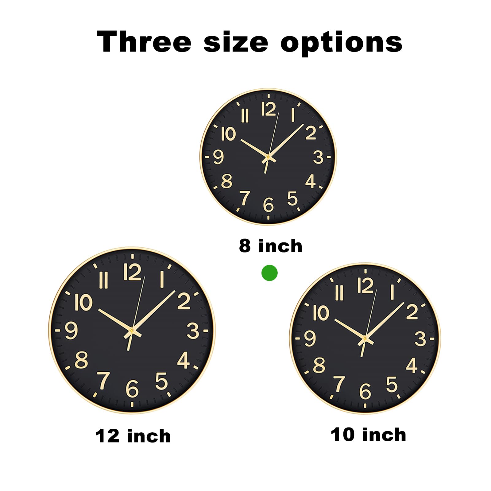 HZDHCLH Wall Clock 8 Inch Silent Non Ticking Quartz Modern Decorative Clock for Office Classroom Home Living Room Bedroom(black gold) - Image 4