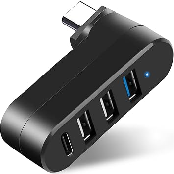VIENON 4-Port USB C Hub [90/180 Degree Rotatable], USB C Adapter Splitter with PD-in 5W Port, USB Extender for MacBook, iMac, Surface, and More C Port LaptopNot for Car