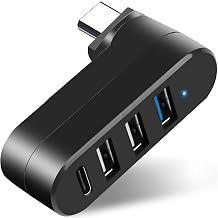 VIENON 4-Port USB C Hub [90&deg;/180&deg; Degree Rotatable], USB C Adapter Splitter with PD-in 5W Port, USB Extender for MacBook, iMac, Surface, and More C Port Laptop(Not for Car)