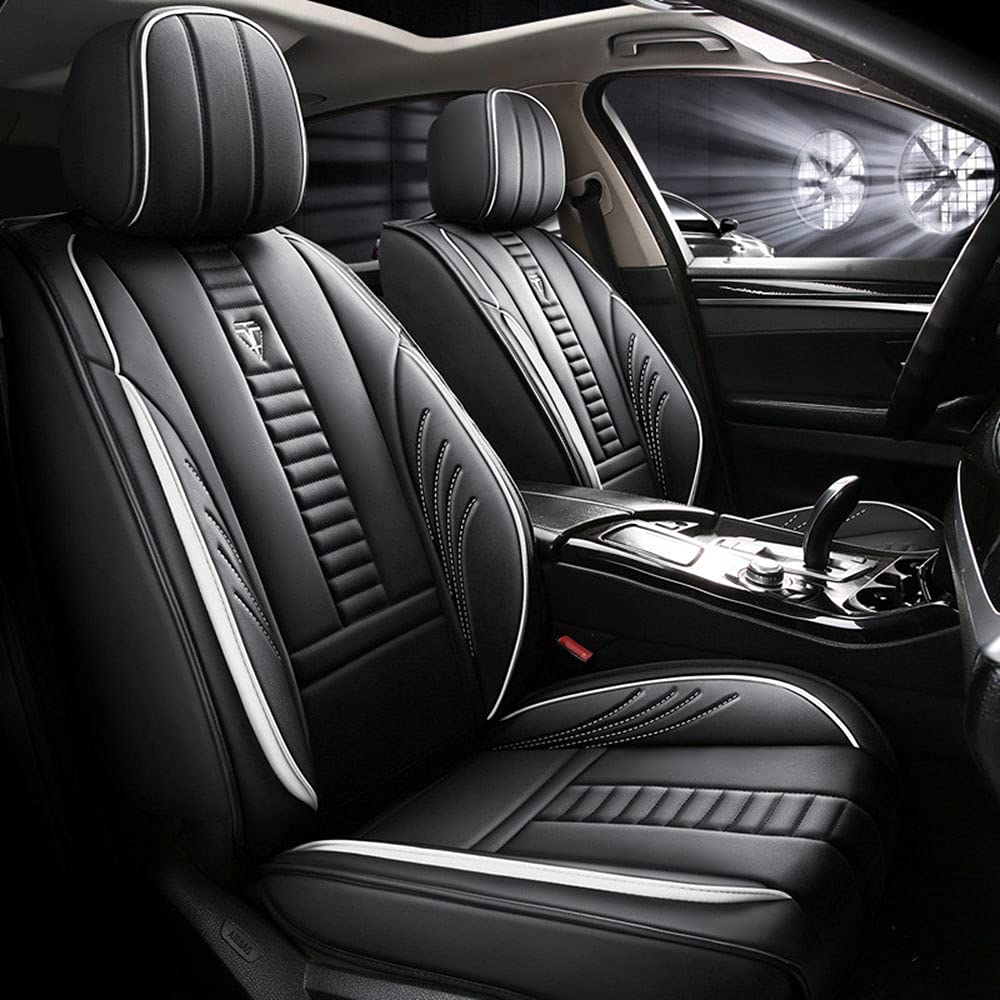 Funda de asiento de automóvil, Auto Asiento Fundas Juego Completo de 5 Asientos Ajuste Universal Protector para Asientos Delanteros y Traseros,Blanco,2 Seats