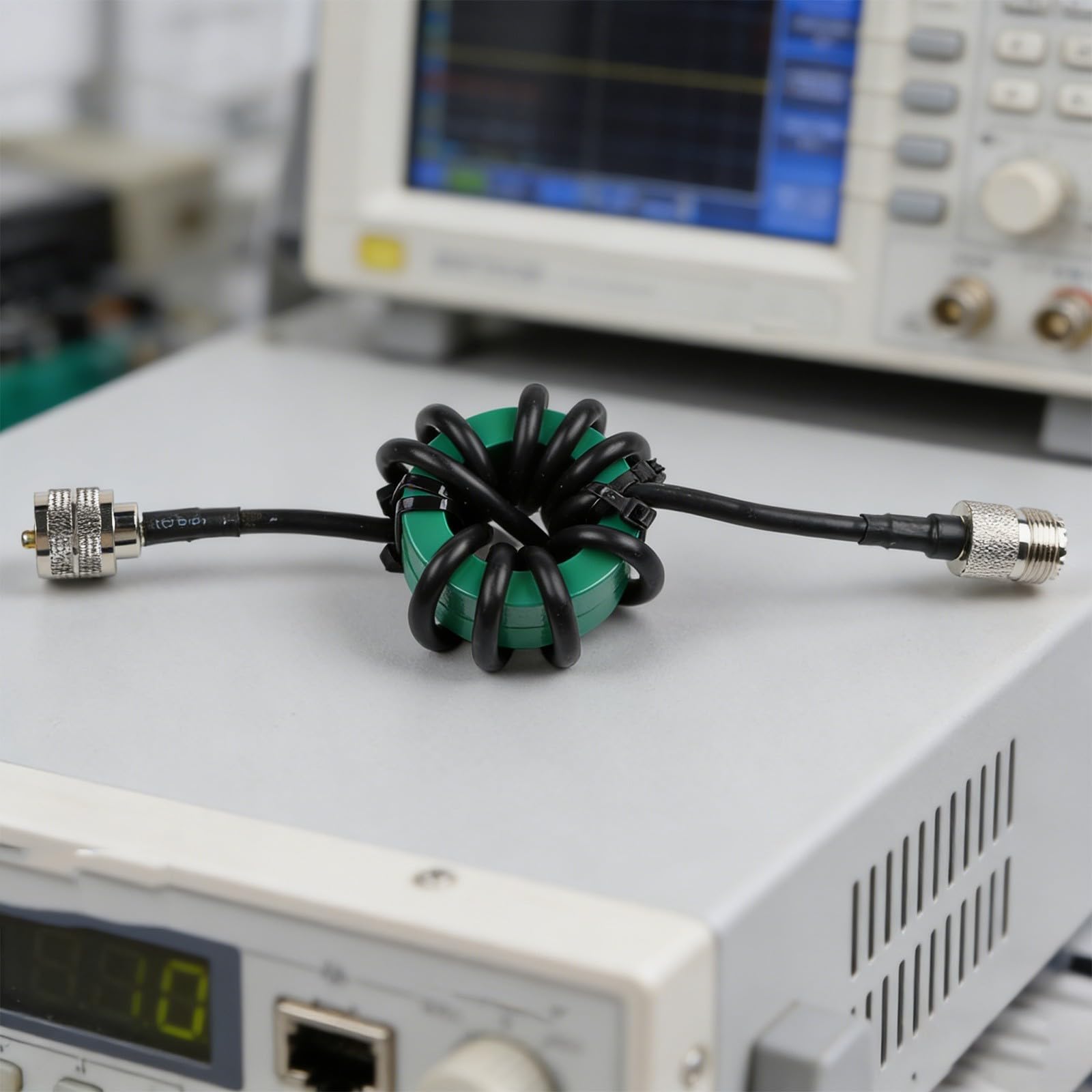 HF-Kurzwellen-Choke-Balun 1:1 mit Nickel-Zink-Ferritkern, 1,8-50 MHz, 350W Dauerlast für FT8/Amateurfunk, RG58 Kabel & Kupferstecker, reduziert USB-Störungen, 50mm Außendurchmesser(50mm Green)