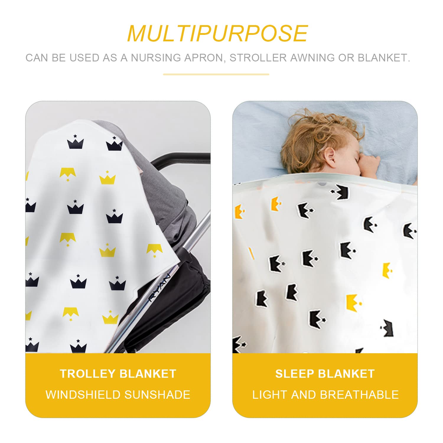 Housse d'allaitement bébé tablier 100% coton respirant bretelles réglables protection confidentialité avec coussinets lavables