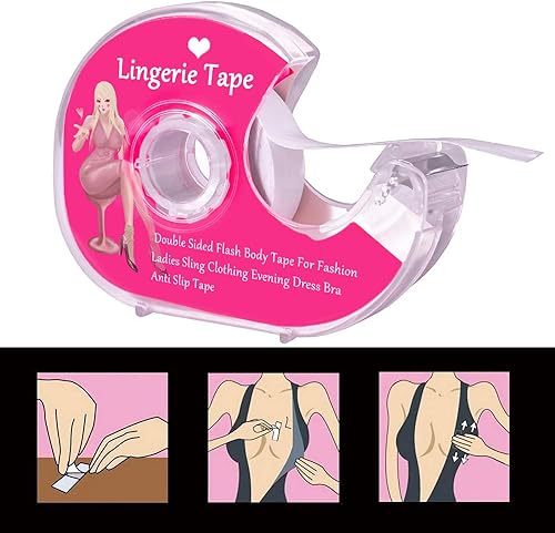 Miniatura 7 de Cinta para el cuerpo del pecho, tela transparente, cinta fuerte de doble cara para ropa, vestido, brasier, piel, bikini (16 pies)