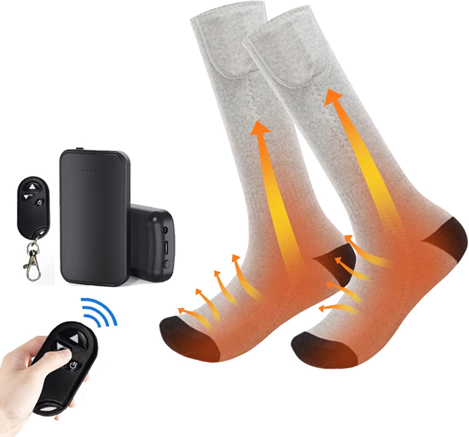 Heated Socks Electric HighPowered for Outdoor Riding Applicable Scene: Skiing Snowboarding Hiking Fishing; Material: Cotton Color: Black