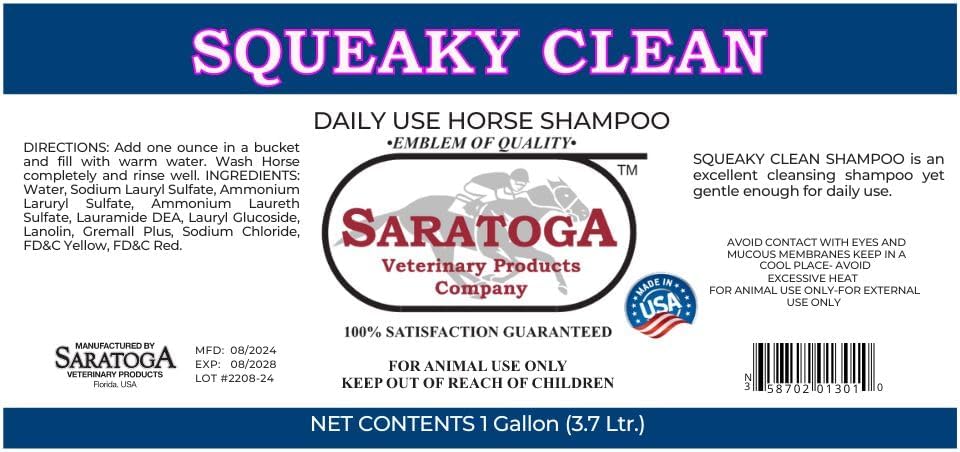 Squeaky Clean - Gentle Equine Horse Shampoo by Saratoga Veterinary Product