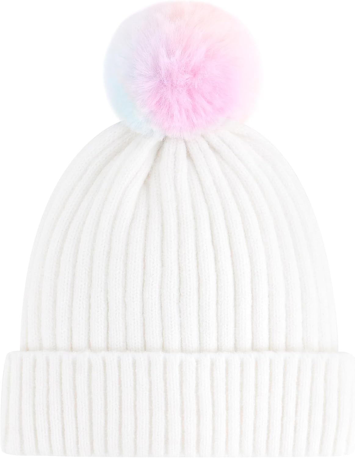 Girls Winter Hat Warm Toddler Beanie with Pom Pom Winter Hats for Baby and Kids - Image 2