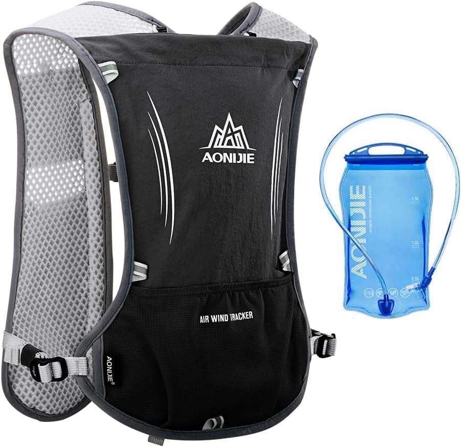 AONIJIE 5L Running Hydration Vest Pack with 1.5L Water Bladder Adjustable & Lightweight Hydration Backpack for Marathon Race Hiking Cycling