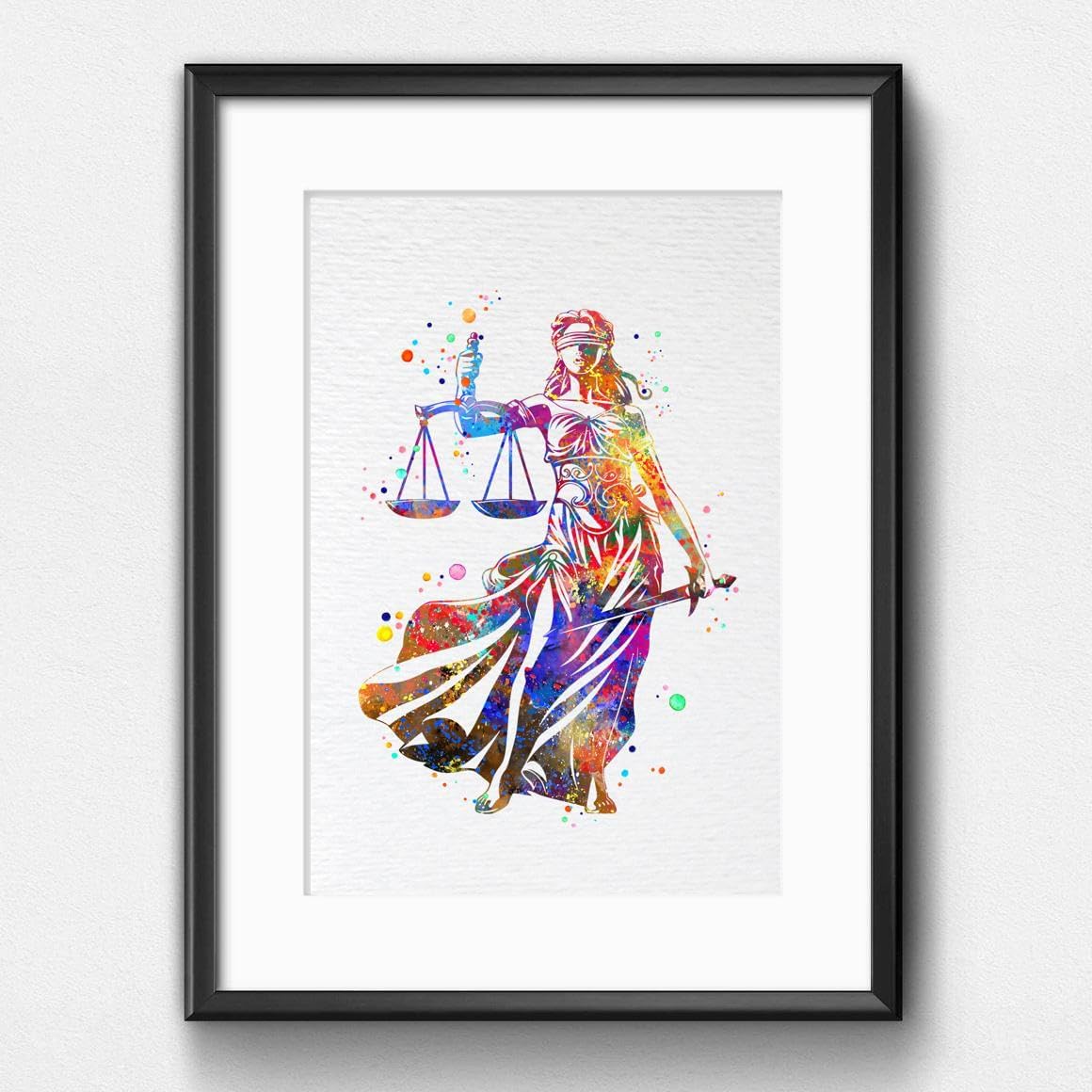 Dignovel Studios 11X14 Unframed Lady Justice Watercolor Art Print Poster Scales of Justice Lawyer Office Decor Wall Hanging Decor DN895