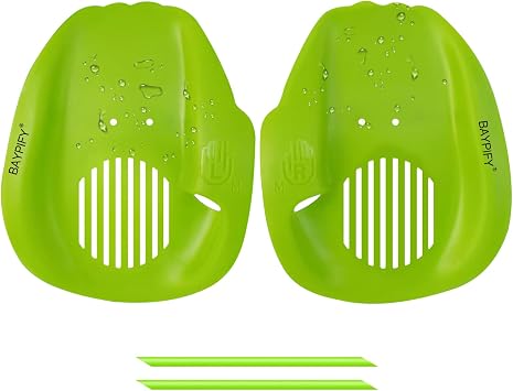 Swim Paddles Hand for Adults & Teens, Dual Fixation with Thumb Hole & Middle Strap, Quick to Wear, Green