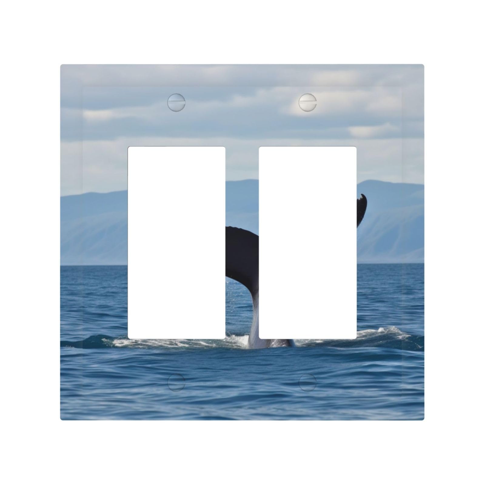 Decorator Double Toggle Light Switch Covers Whale Tail Wall Plate 2-Gang Mid Size 5" x 4.9" Double Toggle Switch Wallplate Decorative 2 Gang Wall Switch Plate Covers