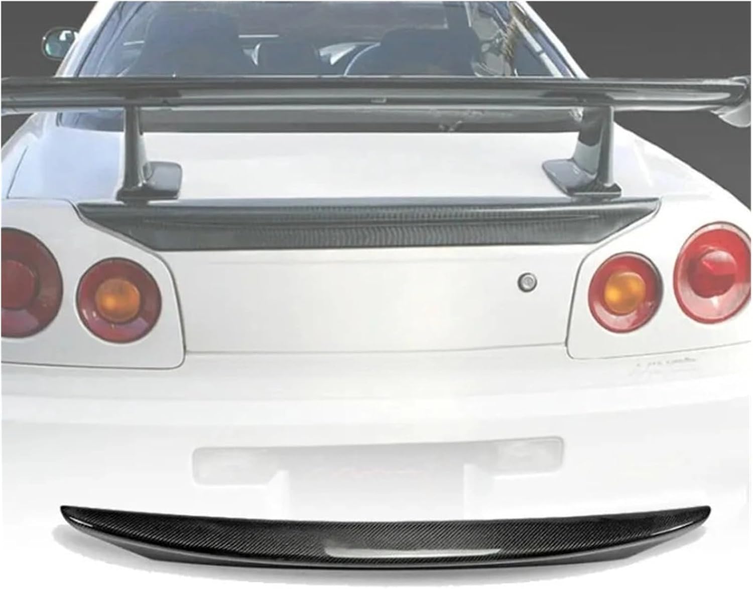 Spoilers for Cars Styling Compatible for Nissan Skyline R34 GTR GTT Carbon Fiber MIN Style Rear Spoiler Glossy Fibre MI Trunk Wing Lip Racing Body Kit Tailgate Spoiler Wing Rear
