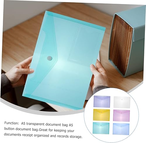 Miniatura 3 de STOBOK 90 unidades de bolsas de archivos transparentes, carpetas de plástico transparente, carpetas de archivos de bolsillo, botones a presión,