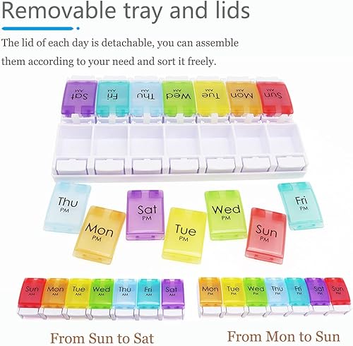 Miniatura 4 de Pastilleros y organizador de pastilleros MOLN HYMY 2 veces al día y organizador semanal floral de píldoras círculo de 7 días