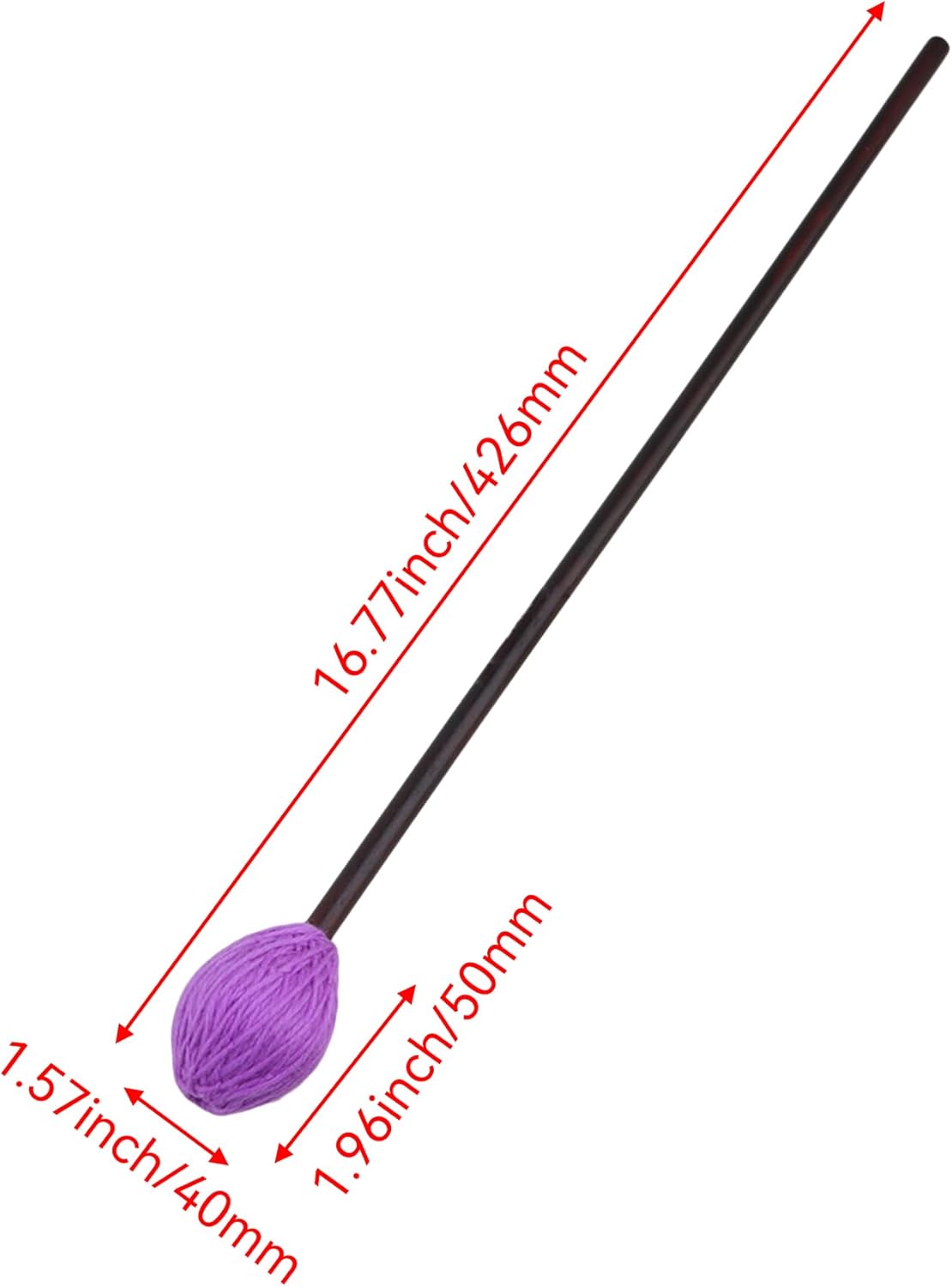 Mxfans 2 Set Soft Yarn Head Marimba Mallets 40mm Purple 16.77 Inch L for Beginner