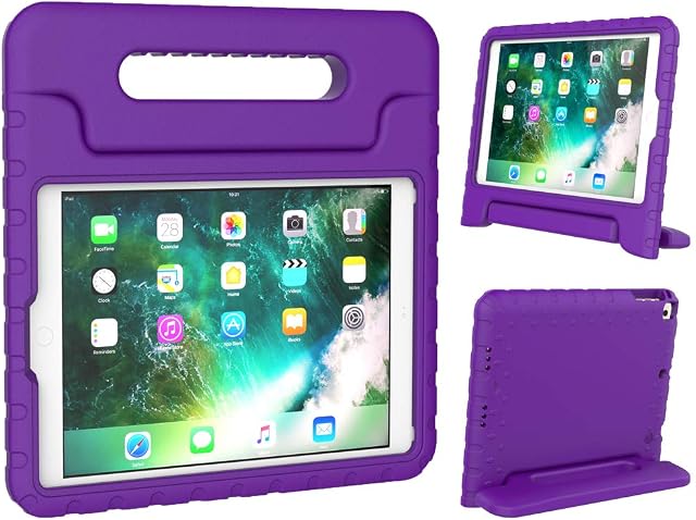 Surom Case for New iPad 9.7 Inch 2018/2017 - ShockProof Case Light Weight Kids Case Cover with Handle Stand Case for iPad 9.7 Inch 2018 & 2017 Release/iPad Air/iPad Air 2 Tablet, Purple