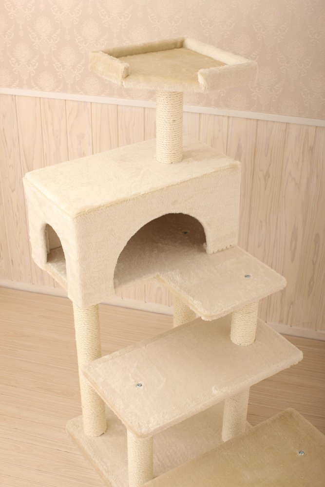 Amazon | Mau キャットタワー エスカリエ ベージュ | Mau | キャット