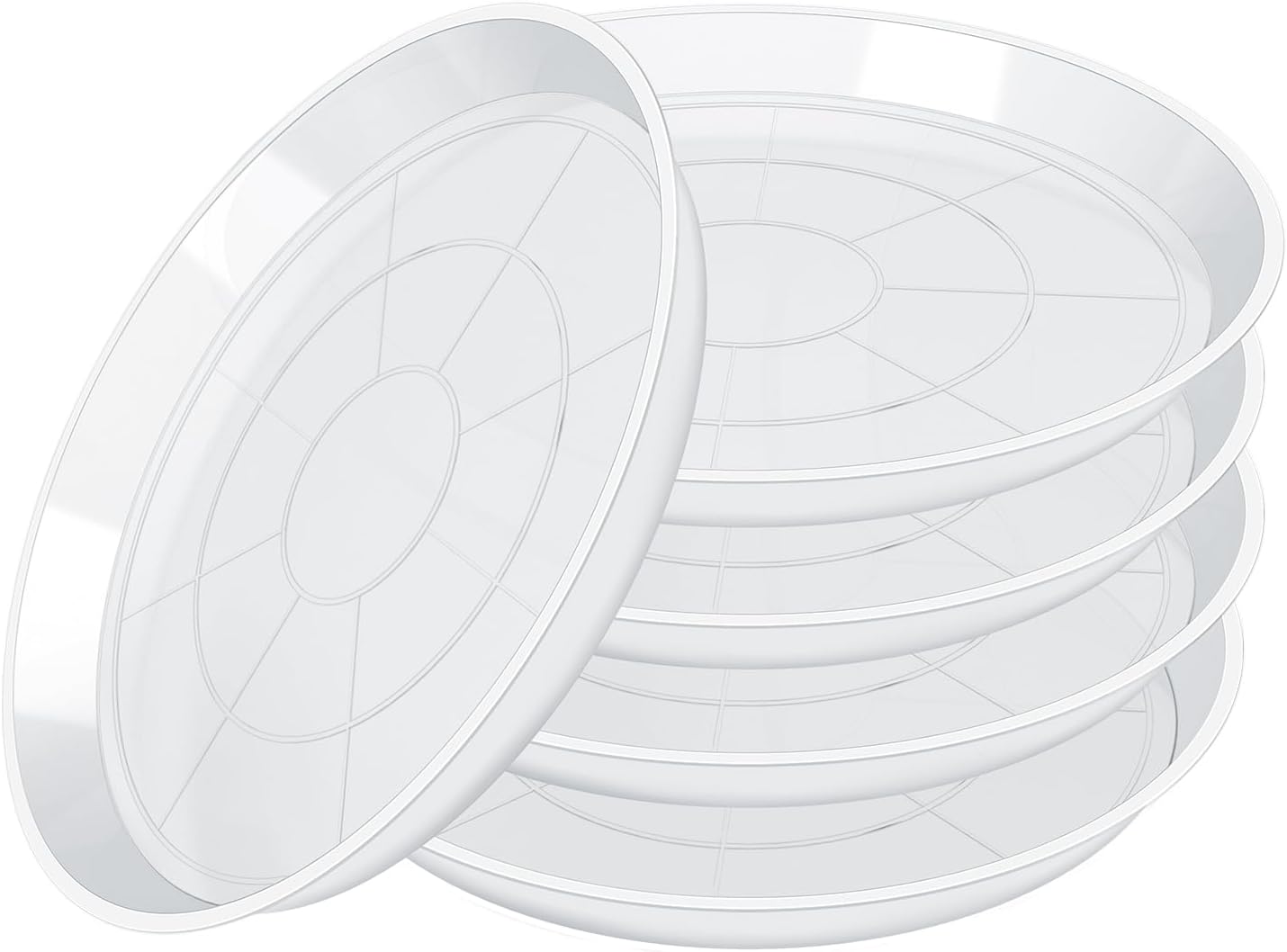 GUGMEI 8 Pack Plant Plates Multi-Size, Transparent Plastic Plant Trays Sturdy and Durable for Pots No Holes Sealing Plant Water Holder Tray for Indoor Outdoor Plant