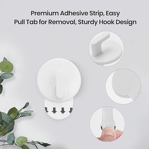 Miniatura 5 de Ganchos adhesivos resistentes, paquete de 12 ganchos de pared extraíbles para colgar fotos, cortinas, sombreros, colgar y organizar sin daños,