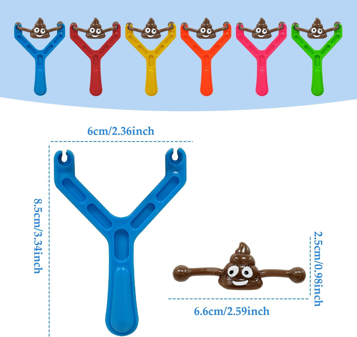 M.best 48pcs Poop Slingshot Flying Toys Bulk, Sticky Rubber Flying Shooting Game Toy,Novelty Party Favors Funny Gifts for Kids Easter Christmas Birthday Goodie Bag Stuffers