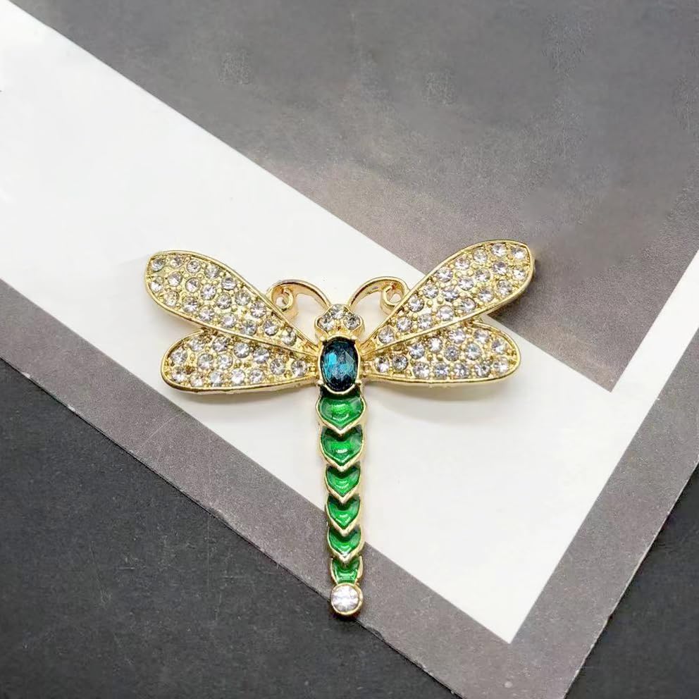 Image of Dragonfly Brooches for Women Crystal Rhinestone Lapel Pin for Men Vintage Insect Jewelry Dress Blazer Jacket Accessories Holiday Birthday Gifts