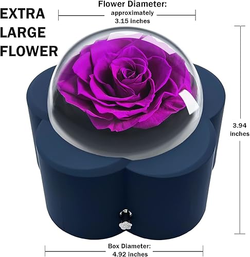 Miniatura 4 de Flores preservadas, rosa, rosa morada real eterna con collar de corazón para novia, mamá, esposa, mujer, regalos del día de San Valentín para ella,