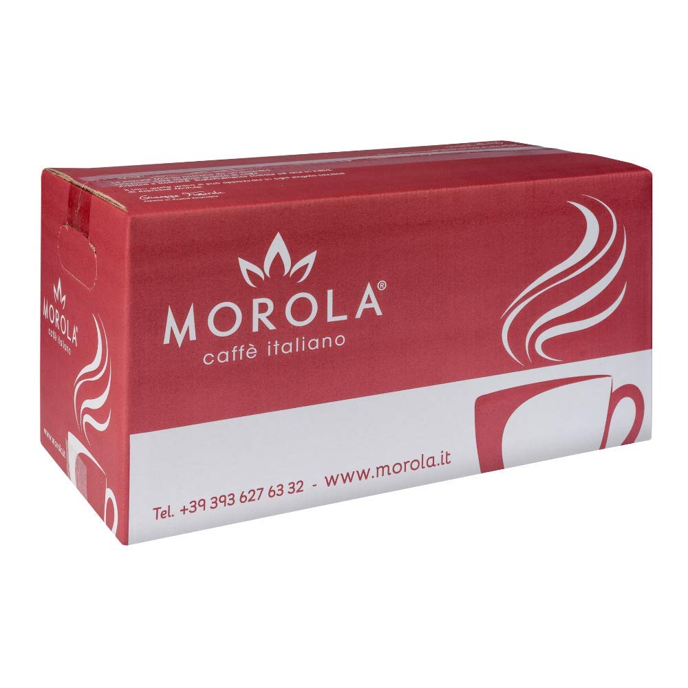 Morola Caffè Italiano - Sabor Descafeinado - Envase de 150 Vainas Biodegradables - Café en Monodosis ESE44 - Compatible con Máquinas de Café Espresso - Made in Italy (150 Vainas)