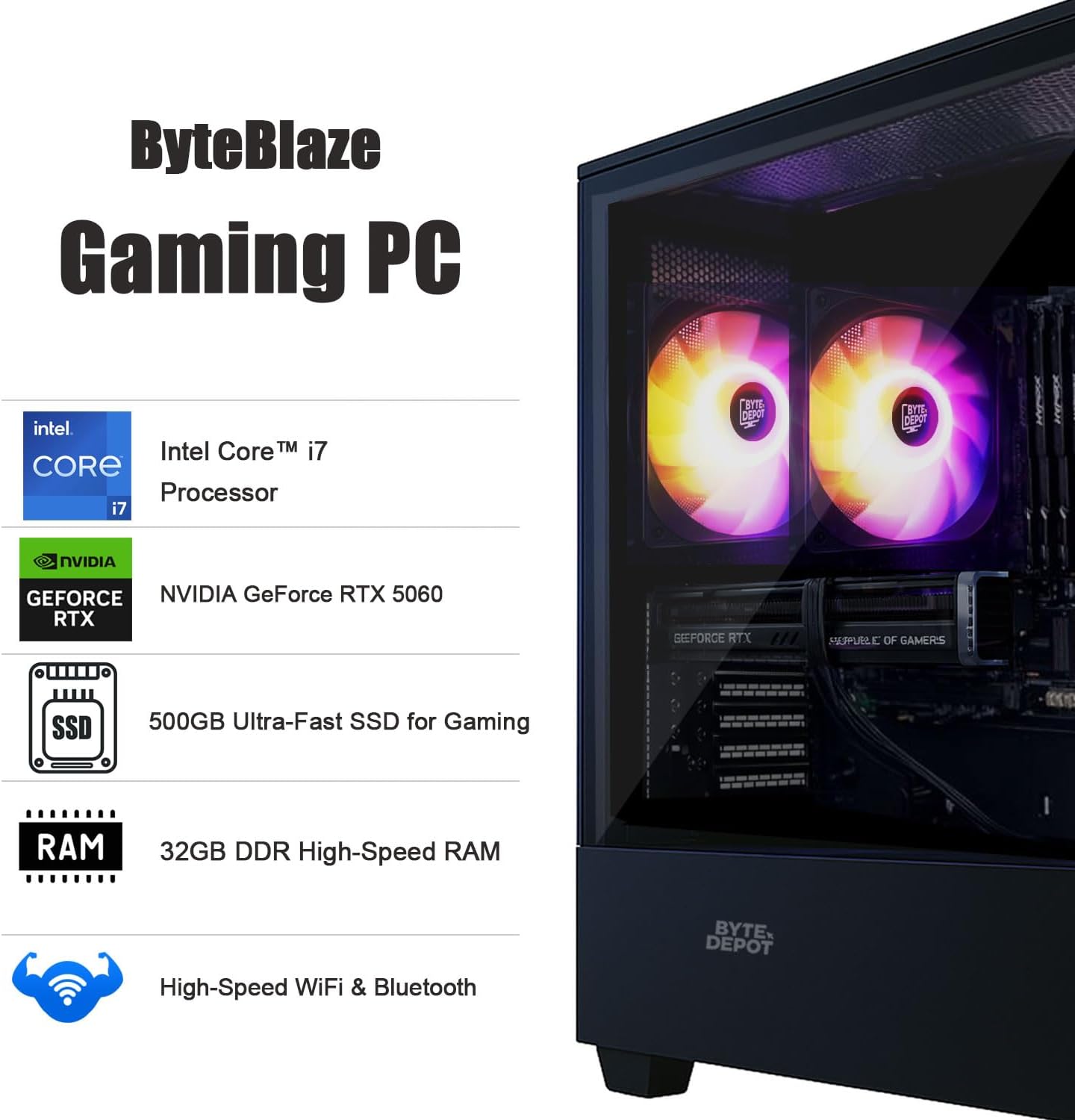 Gamer Xtreme Gaming Desktop PC - Intel Core i7, 32GB RAM, 512GB NVMe SSD, NVIDIA GeForce RTX 5060 8GB GDDR7, WiFi 6 Ready & Windows 11 Pro 3 61d6dRarZfL. AC SL1500