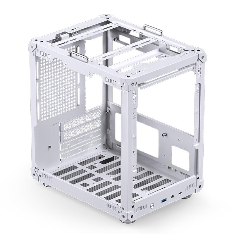 Jonsbo C6-ITX Case PC Mini-Tower Bianco – compatto, Mini-ITX, GPU fino a 255 mm, dissipatore CPU fino a 75 mm, fino a 3 ventole, USB-C I/O frontale