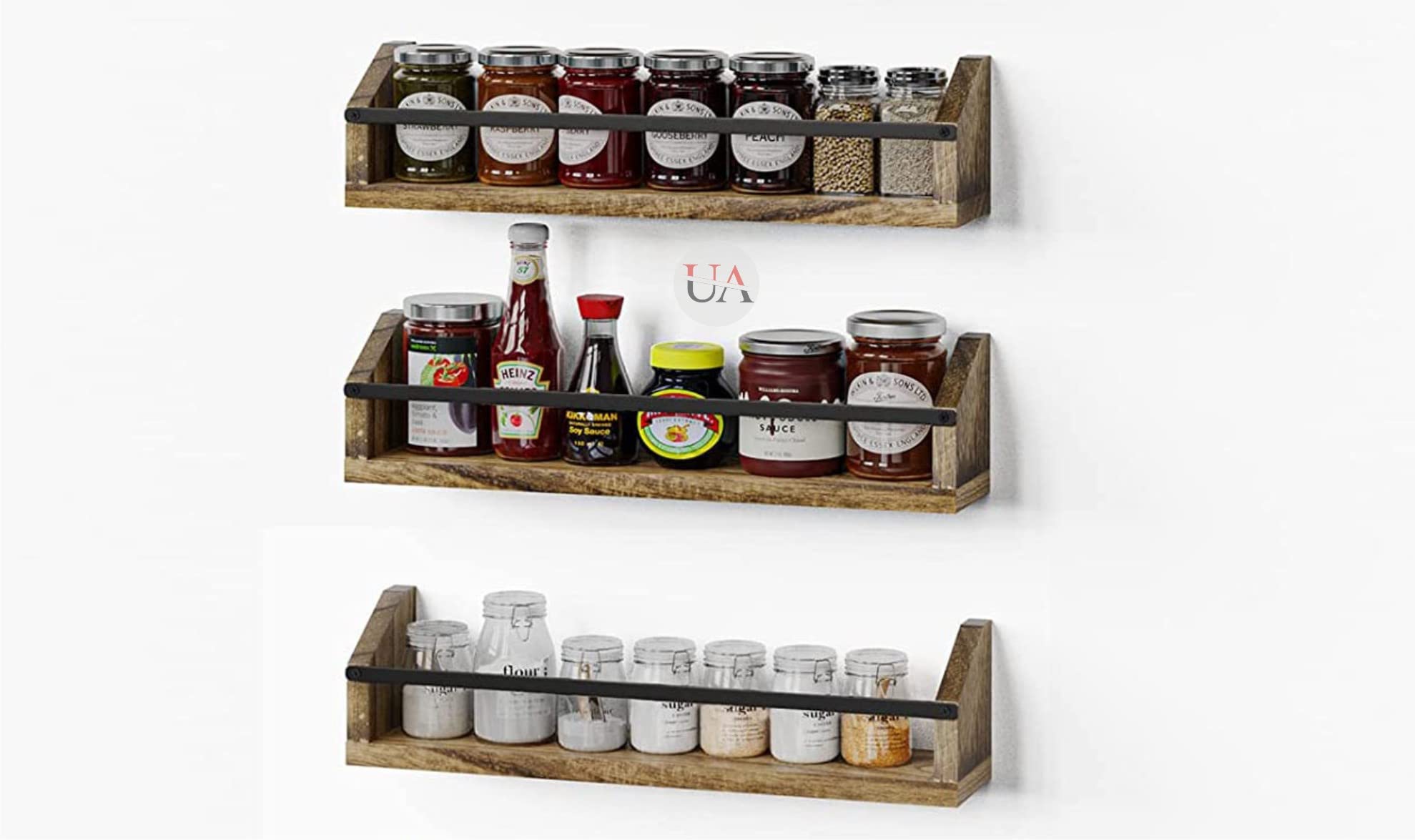 Hamdan Wood Collection Spice Racks And Wall Mount Shelfor Book Shelf, Hanging Spice Rack Organizer Set Of 3 Farmhouse Wall Spice Shelves For Kitchen Pantry, Bathroom Light Brown (B0BH1B9XF7) Amazon Price History, Amazon Price Tracker