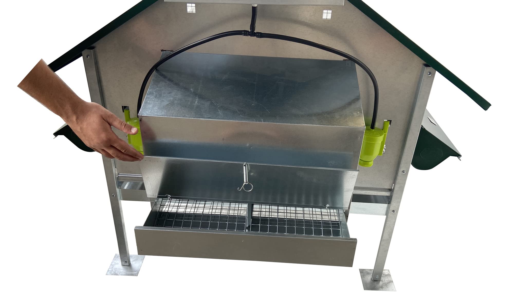 Pollaio a Casetta Capri per Galline Ovaiole. Tutto in Lamiera Verniciata e Rete Zincata. Cm 155 P x 120 L x H 120