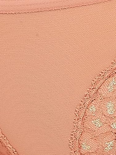 Clovia Women's Lace Low Waist Bikini Panty in Peach