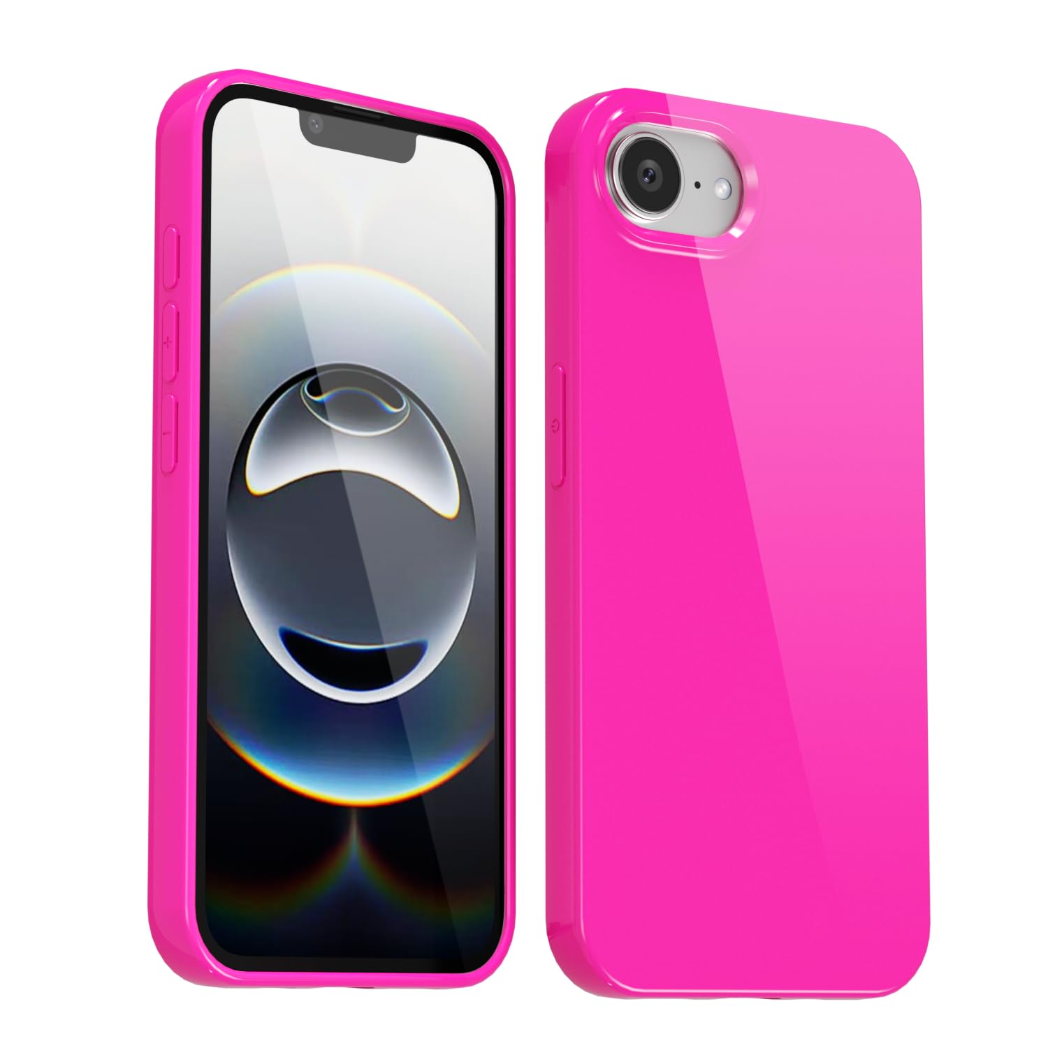 Coque iPhone 16e antichoc en TPU brillant flexible rose vif - 8