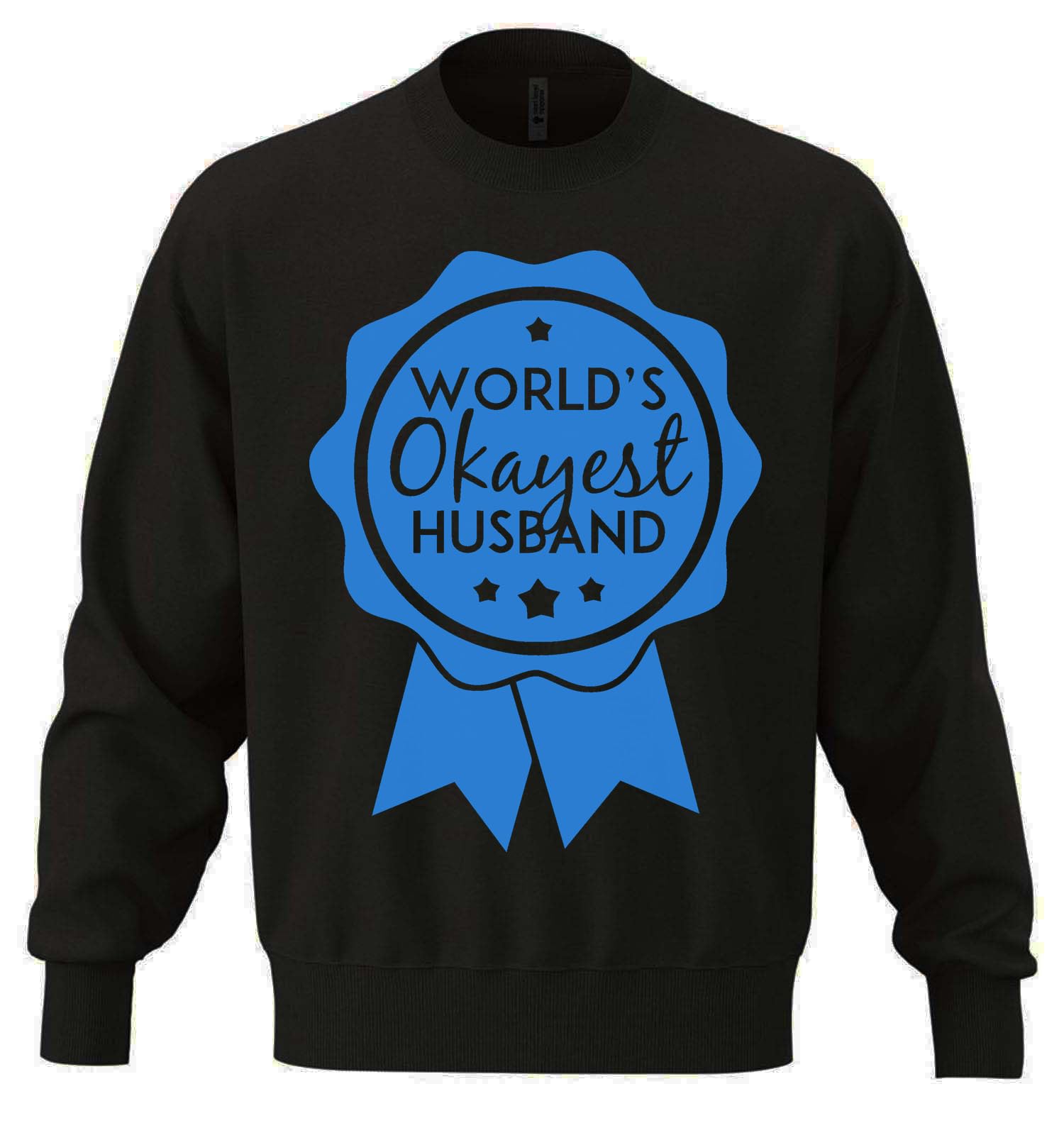 World's Okayest Husband niebieska wstążka unisex oversize mieszanka bawełny ciężka bluza czarna