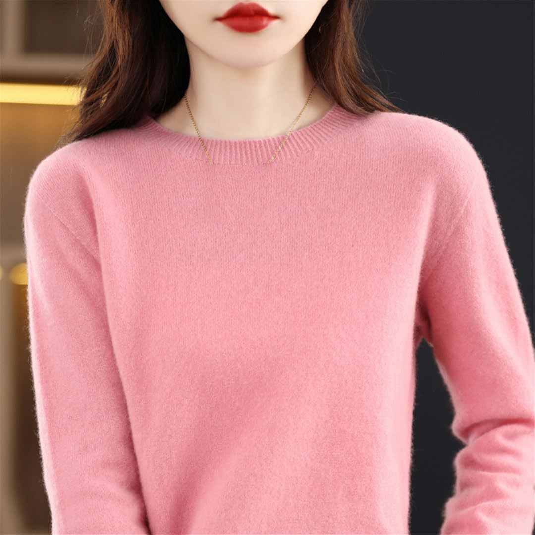 Suéter De Lana De Punto Acanalado para Mujer, Cuello Redondo, Manga Larga, Jersey
