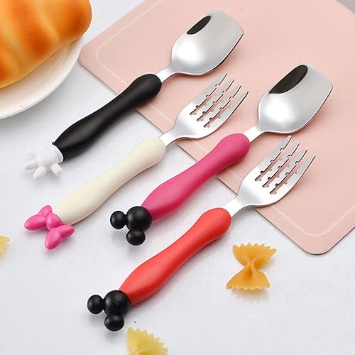 Miniatura 7 de Cuchara y tenedor para niños, cuchara de alimentación para bebés, utensilios de cocina de acero inoxidable, accesorios para cubiertos para bebés